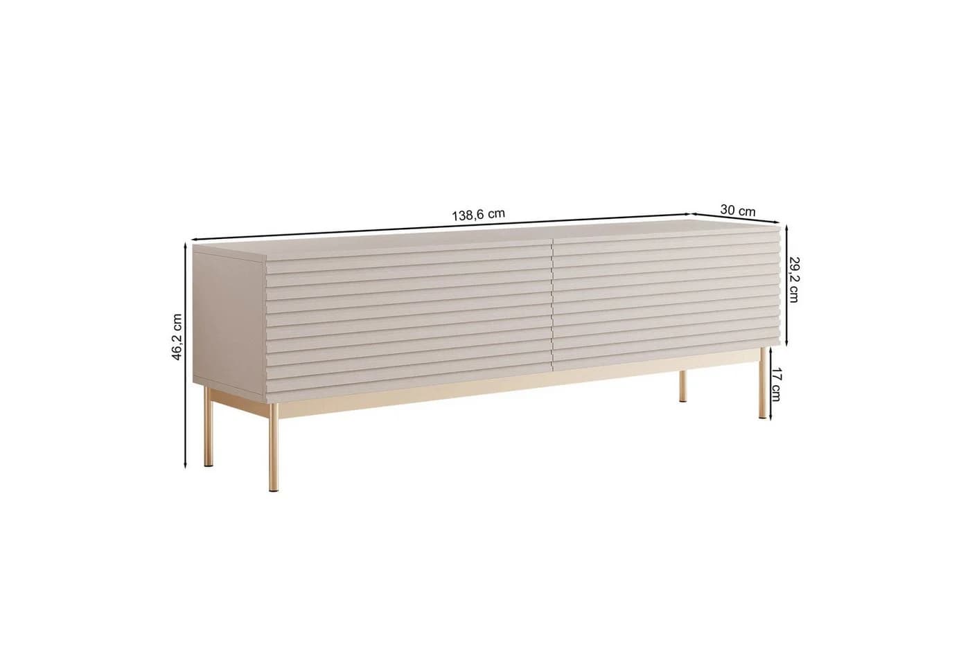 Selsey TV-Schrank LINEARIS mit LED-Beleuchtung Riffel-Front Kaschmir/Gold - Bild 5