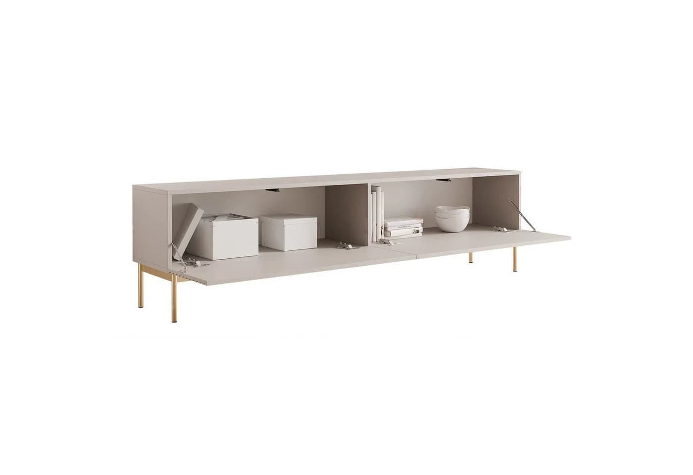 Selsey TV-Schrank LINEARIS kaschmir gold mit LED & Riffel-Front - Bild 4