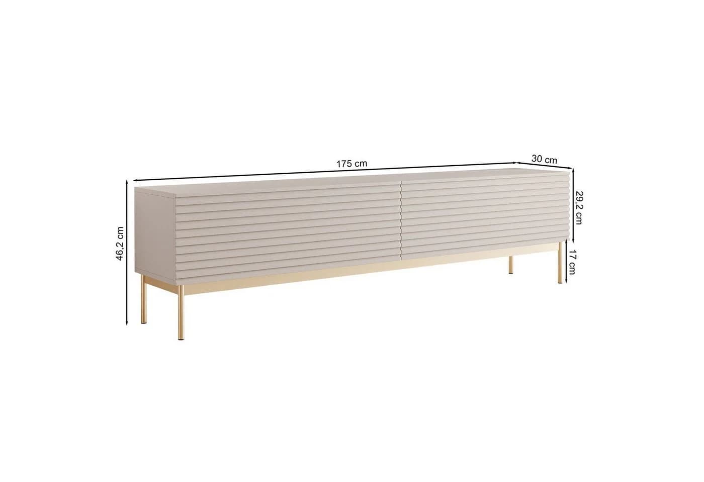 Selsey TV-Schrank LINEARIS kaschmir gold mit LED & Riffel-Front - Bild 5