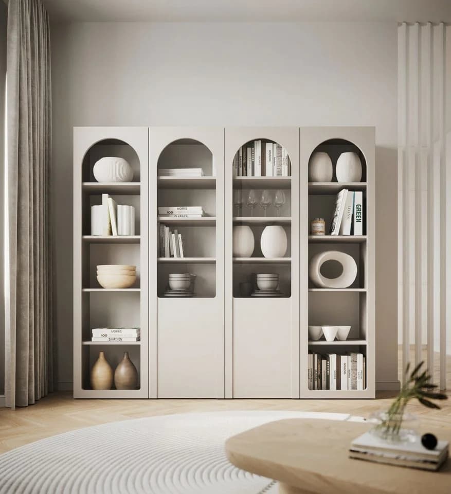 Selsey Standvitrine Arkadia Vitrine in Kaschmirgrau mit Glasfront & Tip-On-System - Bild 4