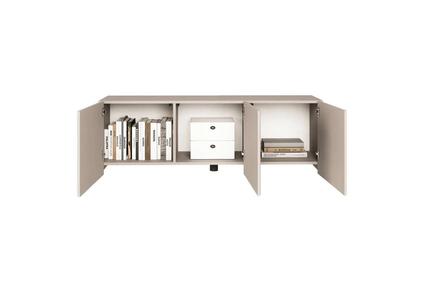 Selsey TV-Lowboard SUNDS 3-türig mit Lamellenfront Beige - Bild 4