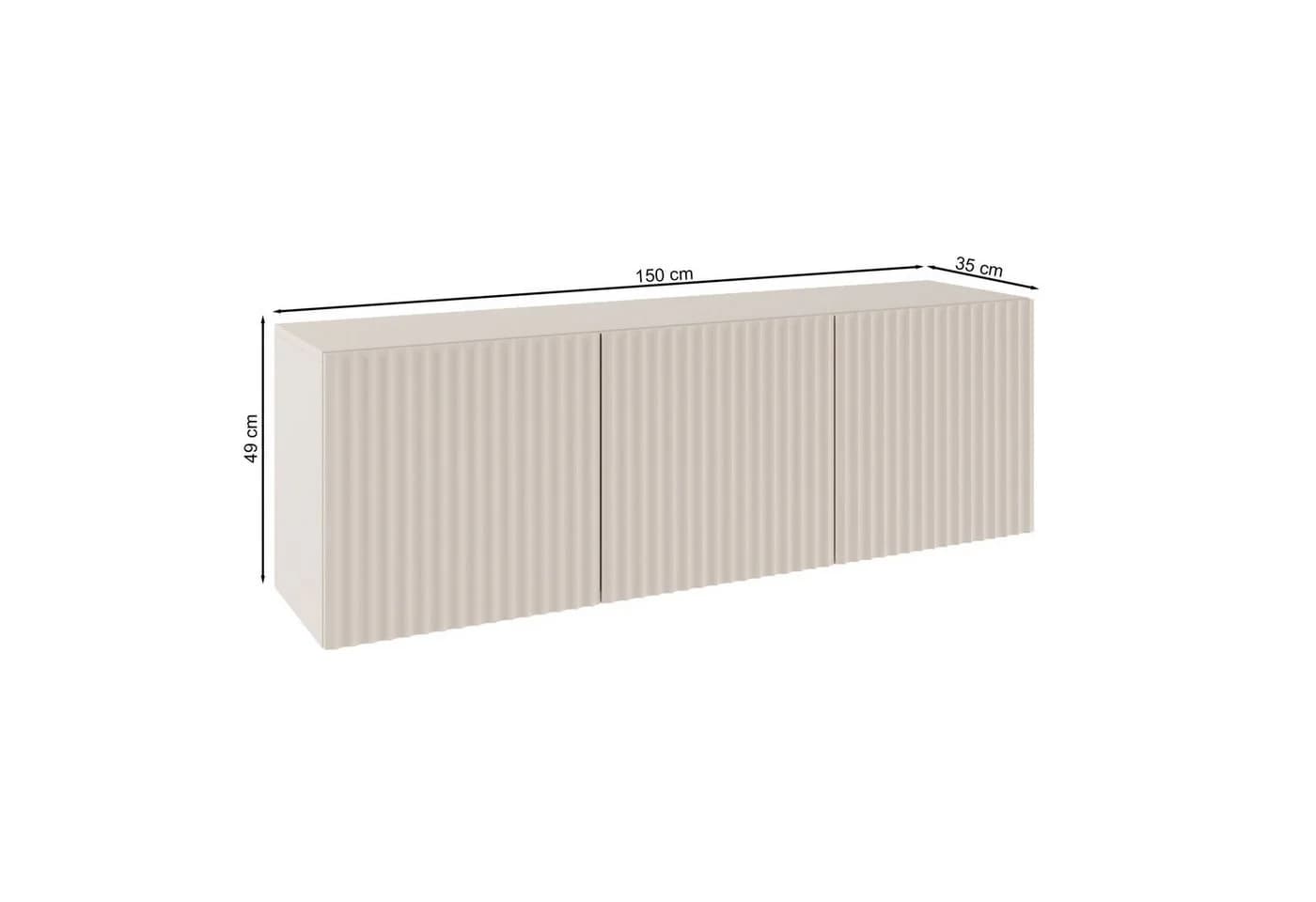 Selsey TV-Lowboard SUNDS 3-türig mit Lamellenfront Beige - Bild 5