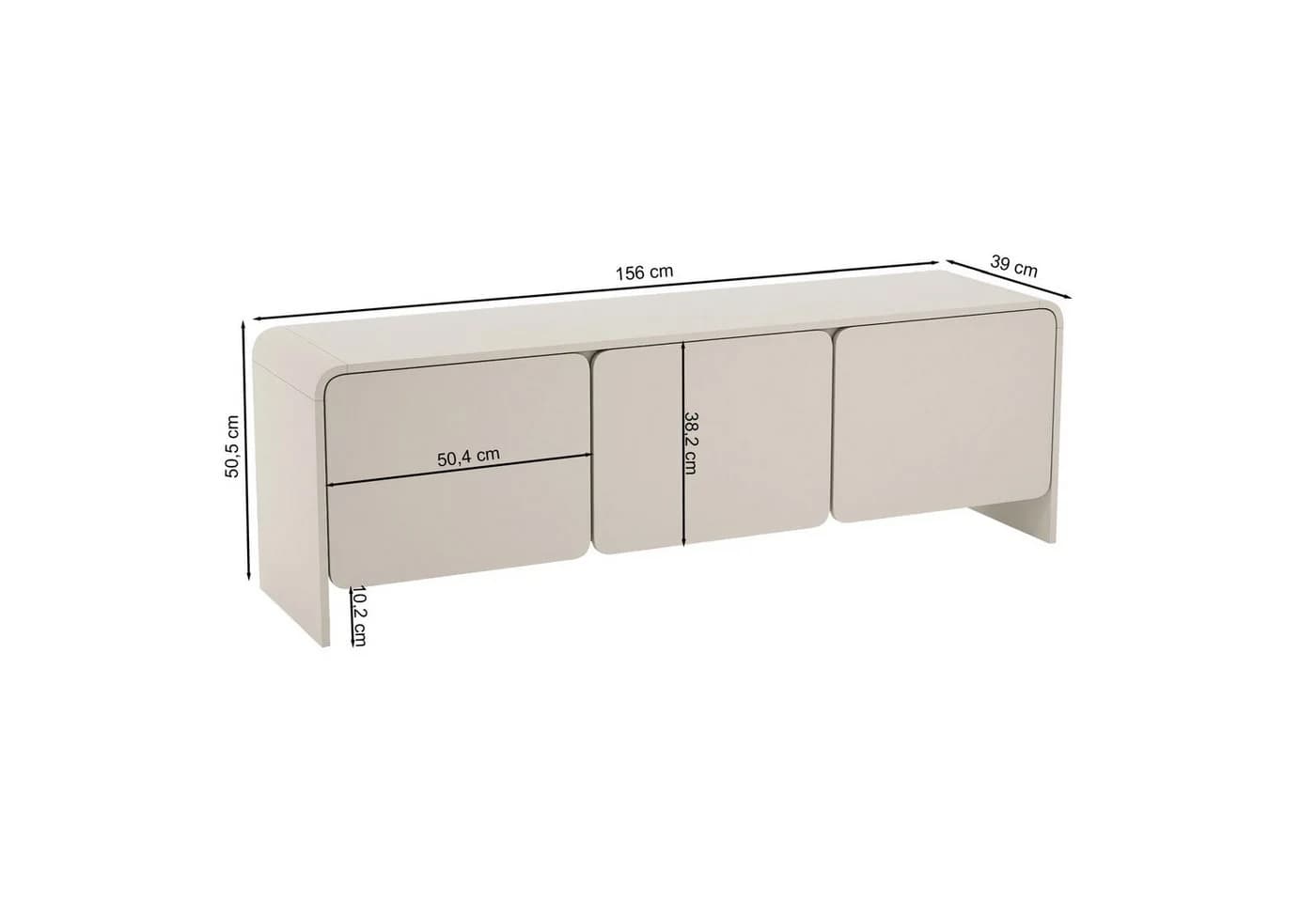 Selsey TV-Lowboard Lummo Kaschmirgrau 3 Soft-Close-Türen - Bild 5