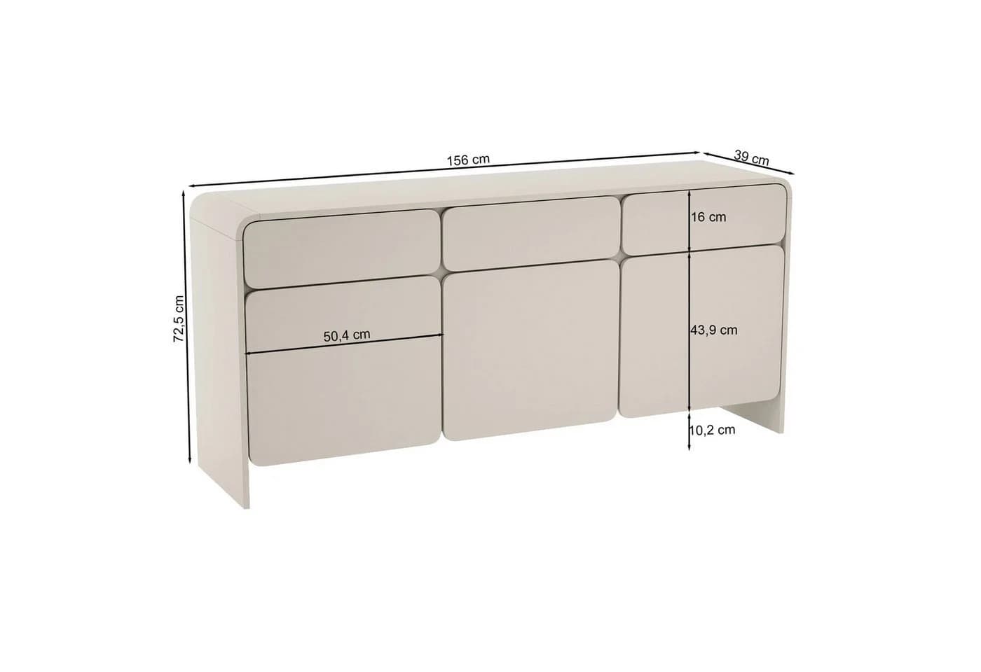 Selsey Sideboard LUMMO 3-türig mit 3 Schubladen Kaschmirgrau - Bild 5