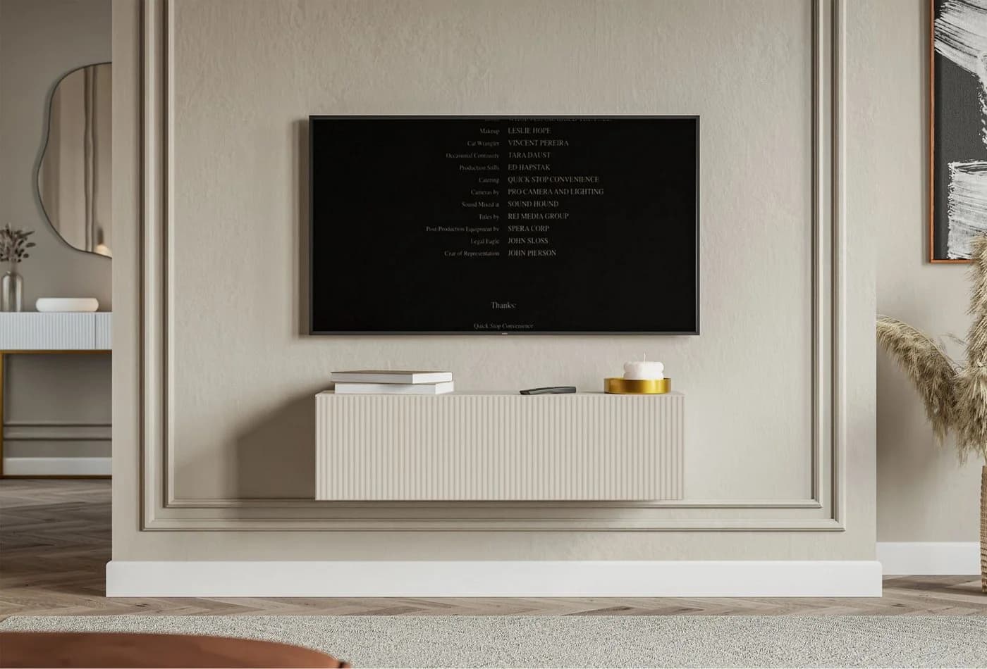Selsey TV-Schrank VELDIO TV-Hängeboard mit Riffel-Optik, Schwebendes Design