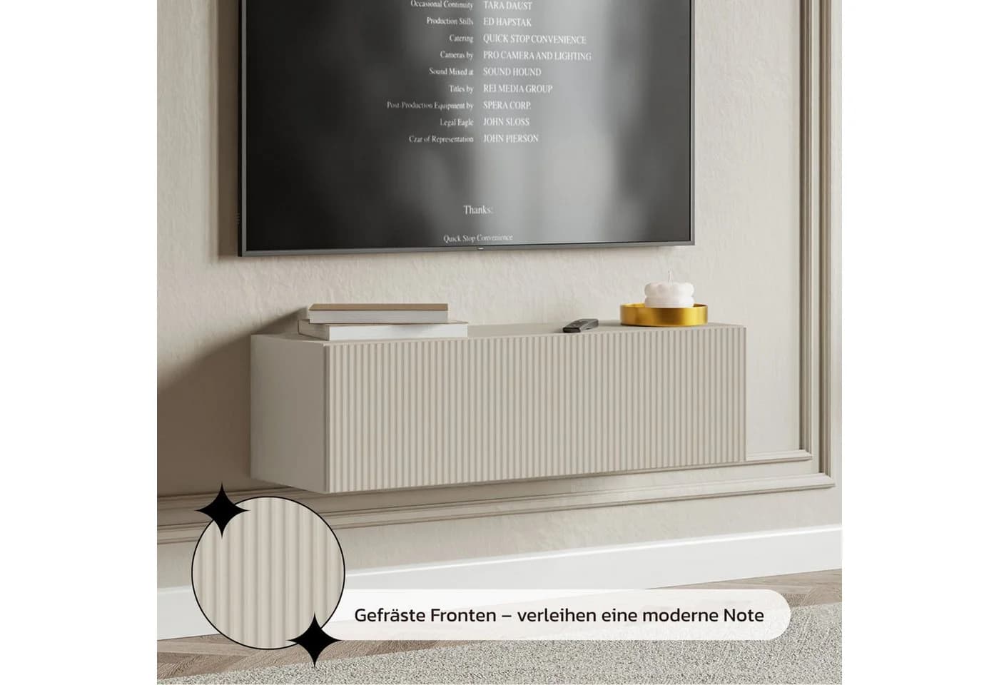 Selsey TV-Schrank VELDIO TV-Hängeboard mit Riffel-Optik, Schwebendes Design - Bild 4