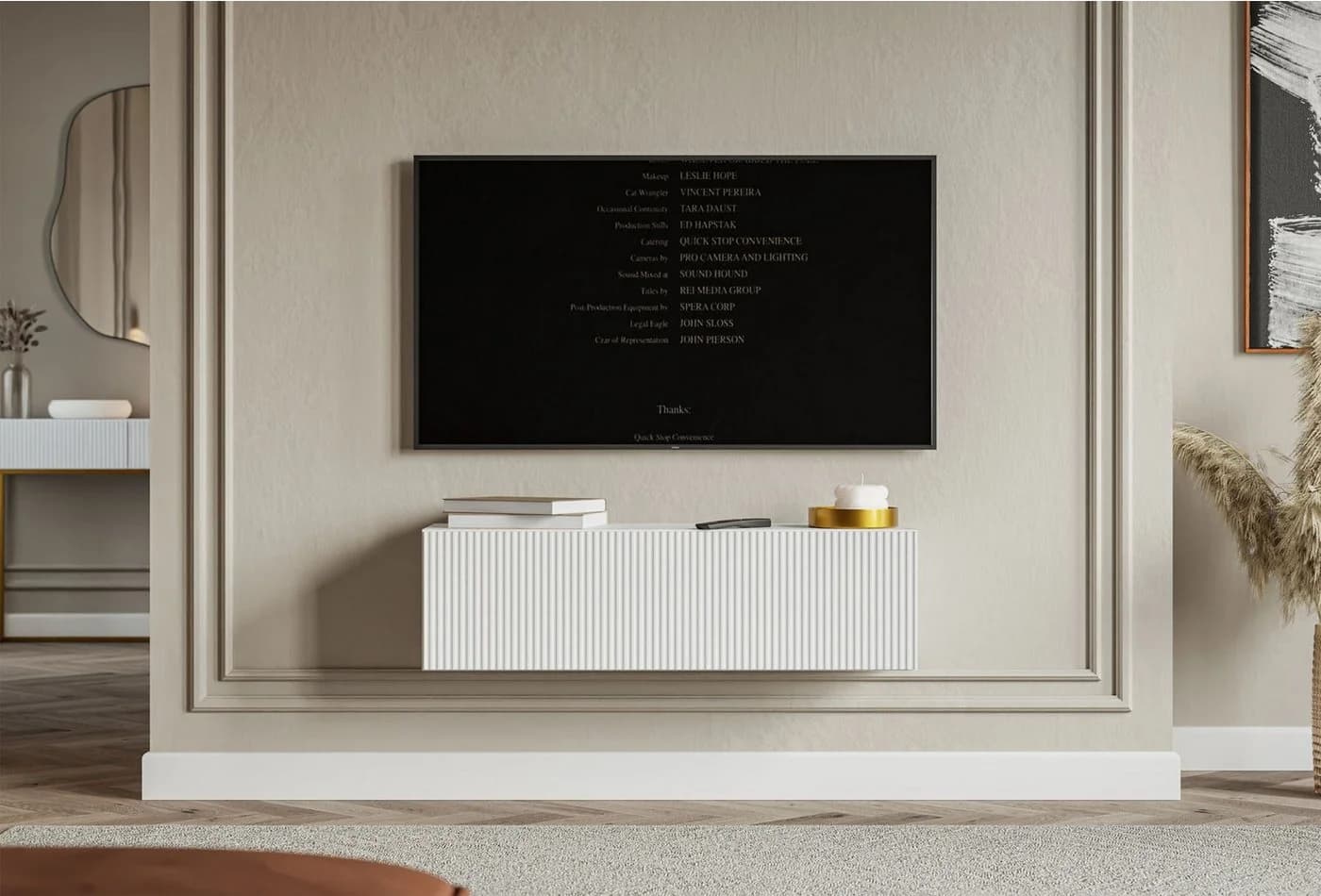 Selsey TV-Schrank VELDIO TV-Hängeboard mit Riffel-Optik, Schwebendes Design