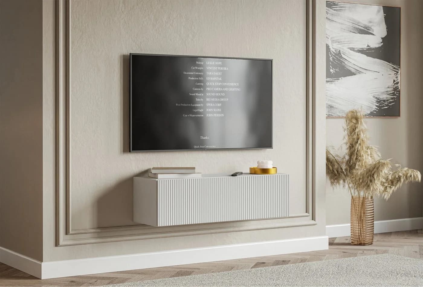 Selsey TV-Schrank VELDIO TV-Hängeboard mit Riffel-Optik, Schwebendes Design - Bild 3