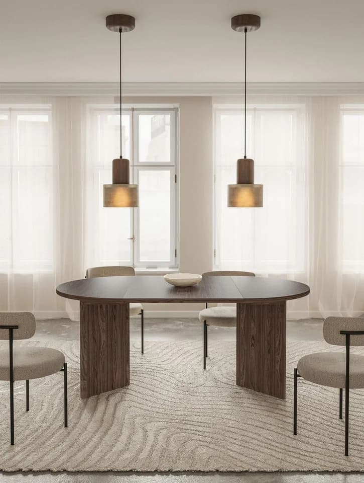 Selsey Esstisch OVO Ausziehtisch Rund Holzoptik Nussbaum - Bild 2