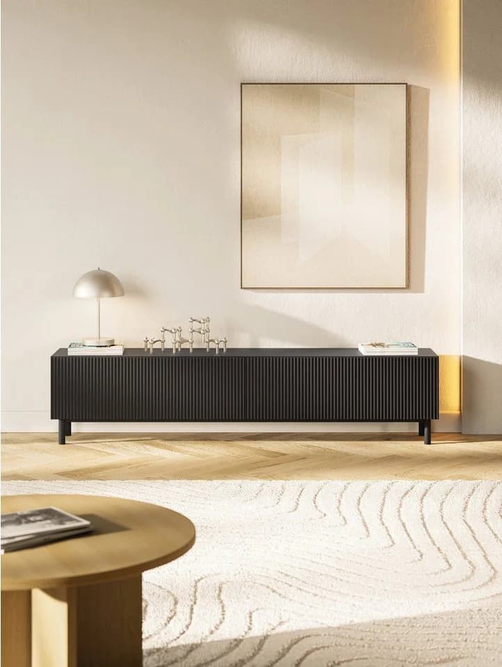 Selsey TV-Schrank Veldio New TV-Lowboard 175 cm Rillenfront Metallfüße