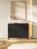Selsey Sideboard VELDIO NEW Schwarz mit Rillenfront Bild 2