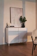 Selsey Sideboard VELDIO NEW Grau mit Rillenfront – 2 Türen & 2 Schubladen Bild 1