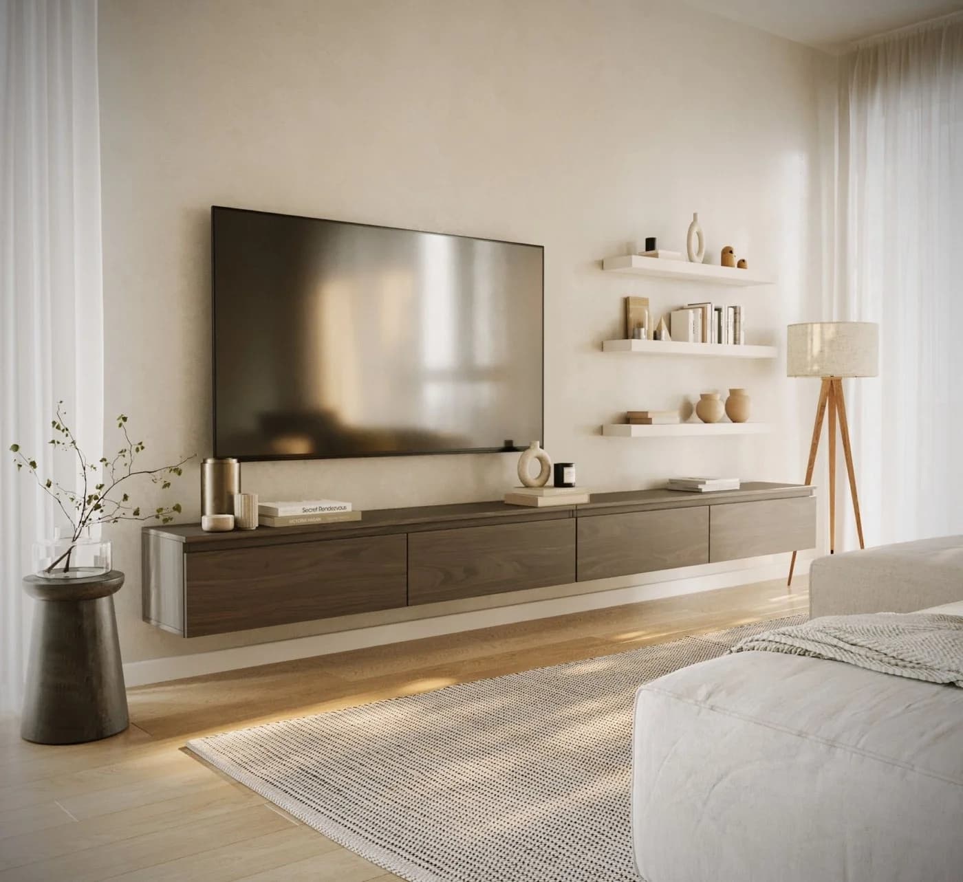 Selsey TV-Schrank BEMMI Hängendes TV-Board Braun Matt