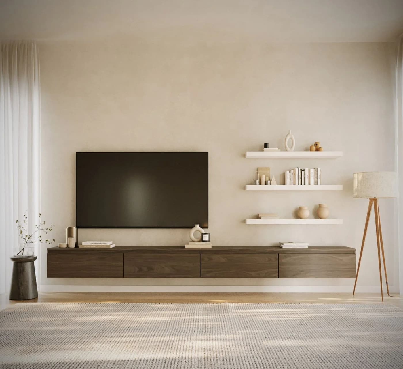 Selsey TV-Schrank BEMMI Hängendes TV-Board Braun Matt - Bild 2