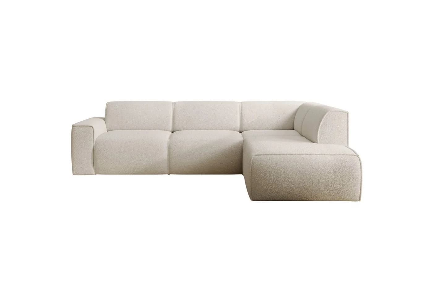 Selsey Ecksofa BOUVI L-Form mit Ottomane Rückenlehne Bouclé Creme - Bild 4