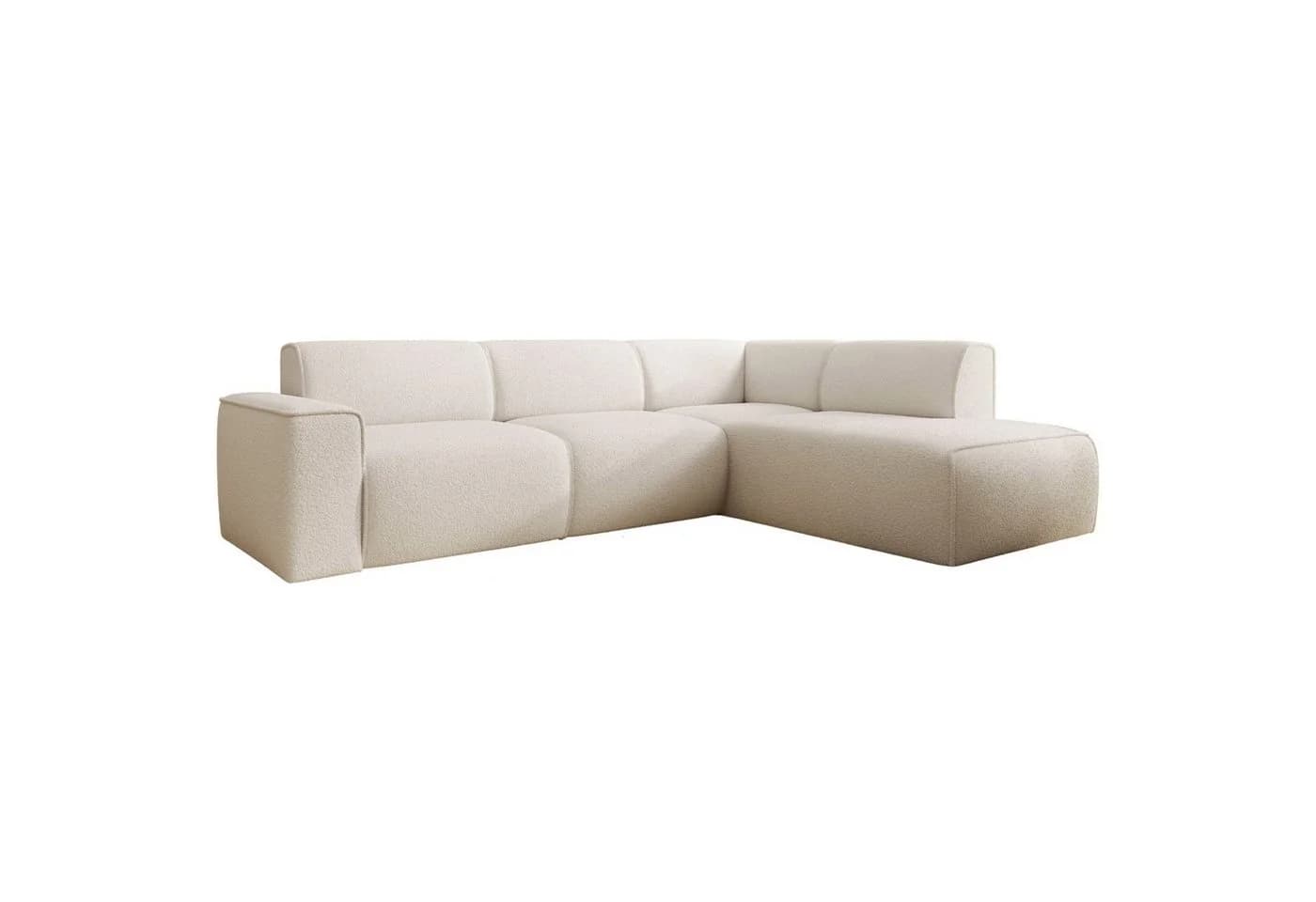 Selsey Ecksofa BOUVI L-Form mit Ottomane Rückenlehne Bouclé Creme - Bild 5