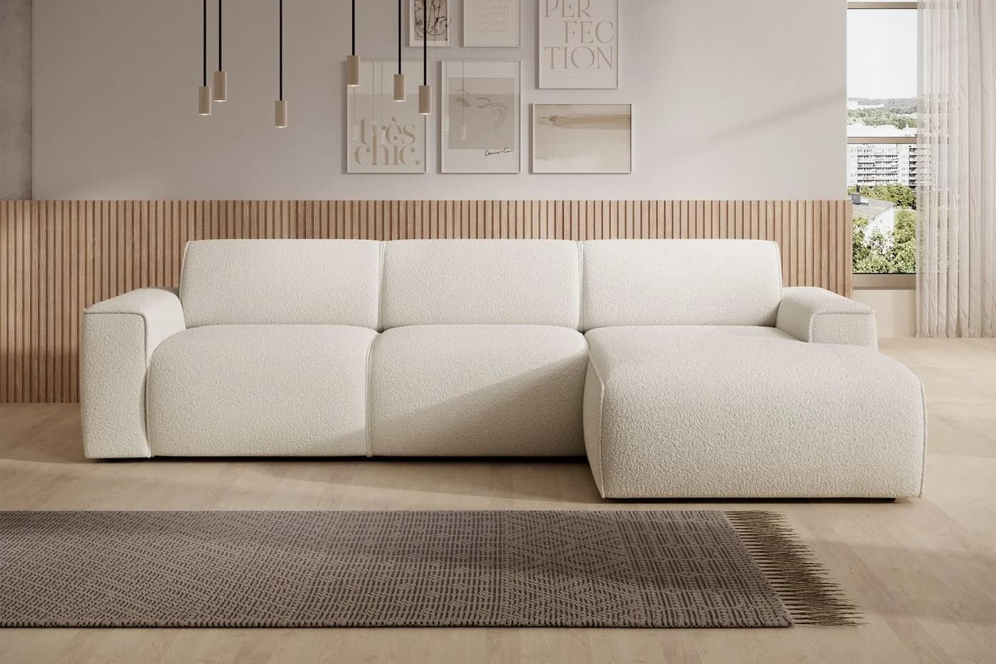 Selsey Ecksofa BOUVI mit Ottomanen Bouclé Beige - Bild 2