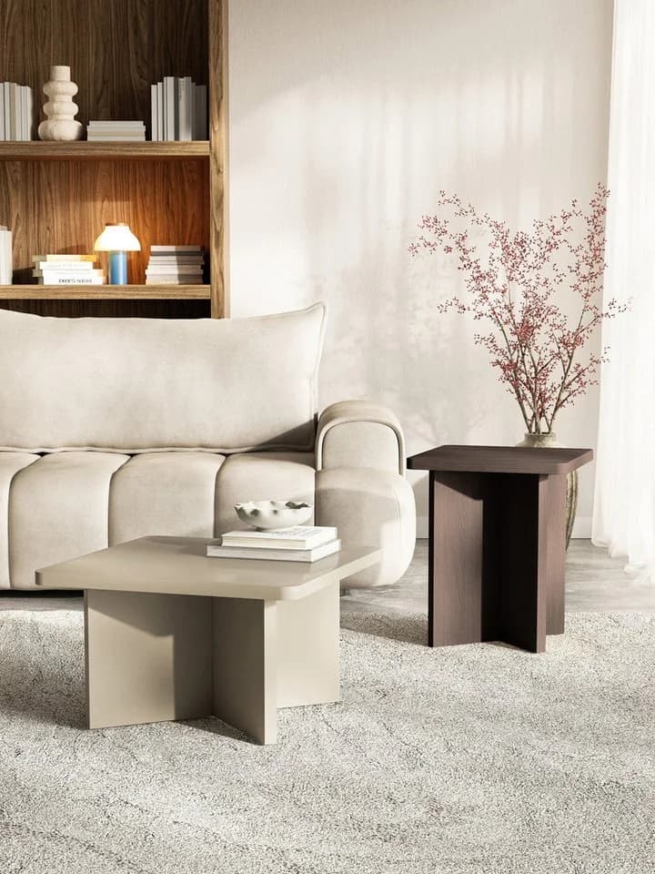 Selsey Couchtisch QUBEO Quadratisch Kreuzgestell Braun
