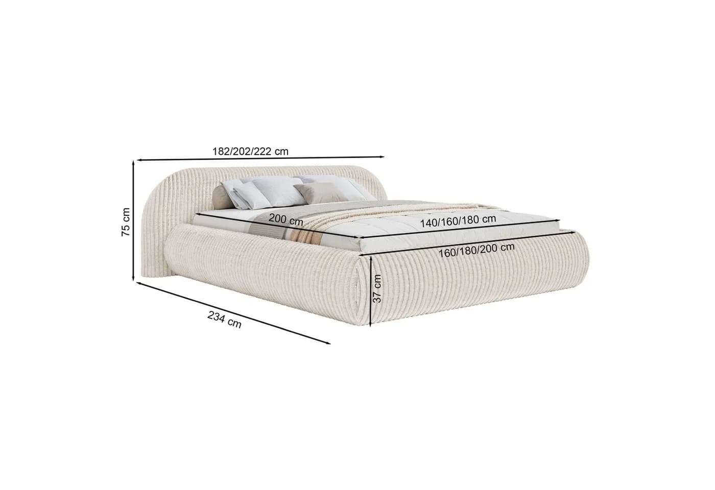 Selsey Polsterbett SHELS LOW mit Lattenrost und Kopfteil in Beige - Bild 4
