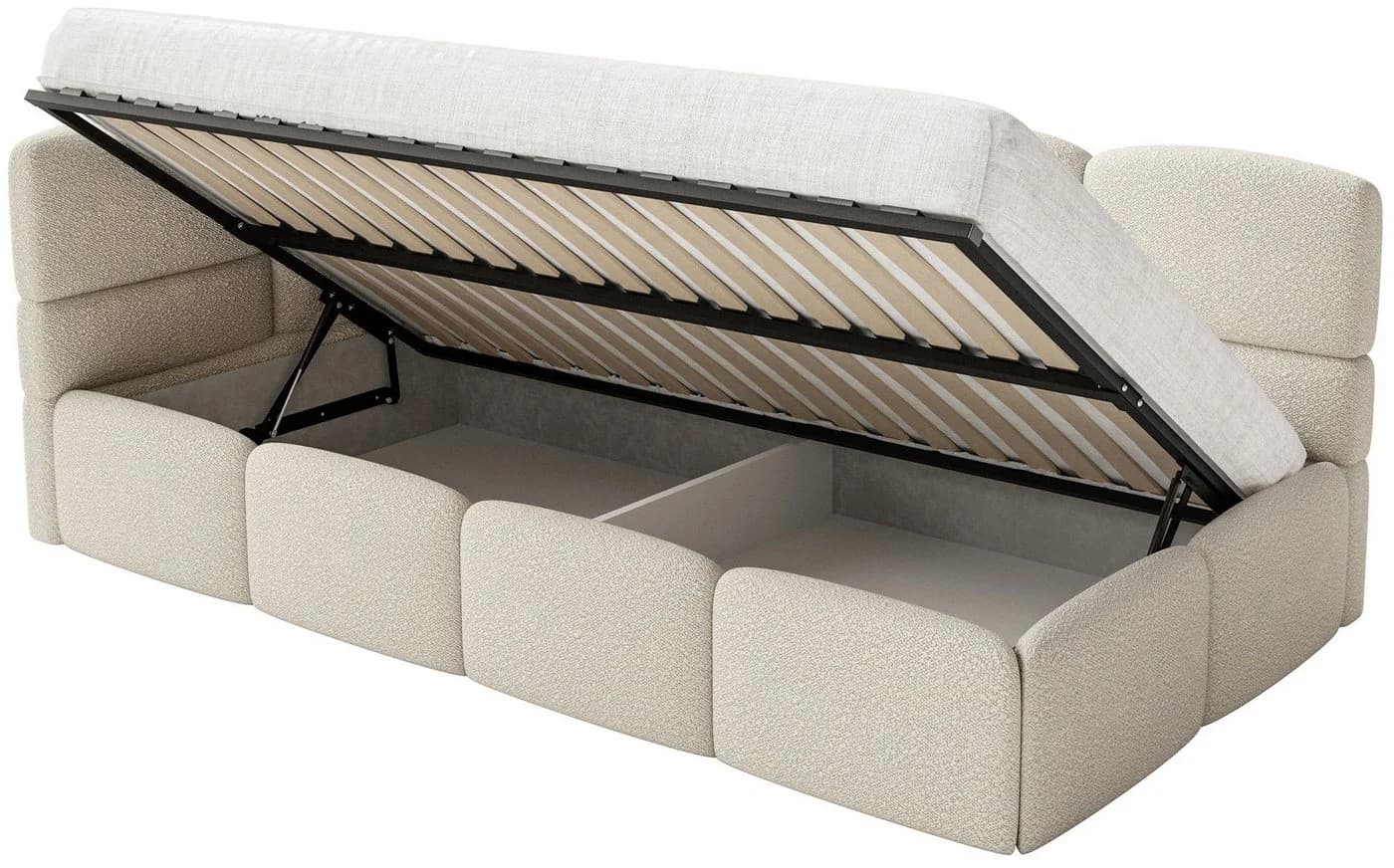 Selsey Jugendbett CLOUDY mit Bettkasten und Eck-Kopfteil Hellbeige - Bild 3