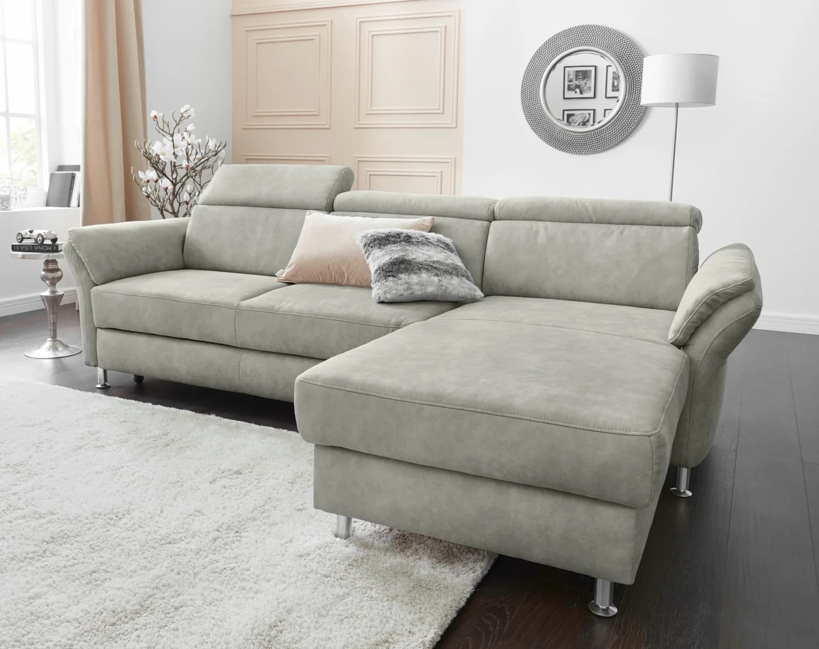 Sit & More Ecksofa Avignon L-Form Grau mit Bettfunktion