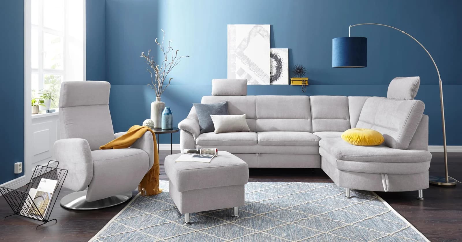 SIT & MORE Kopfstütze Cardoso Silber 2er-Set Luxus-Microfaser