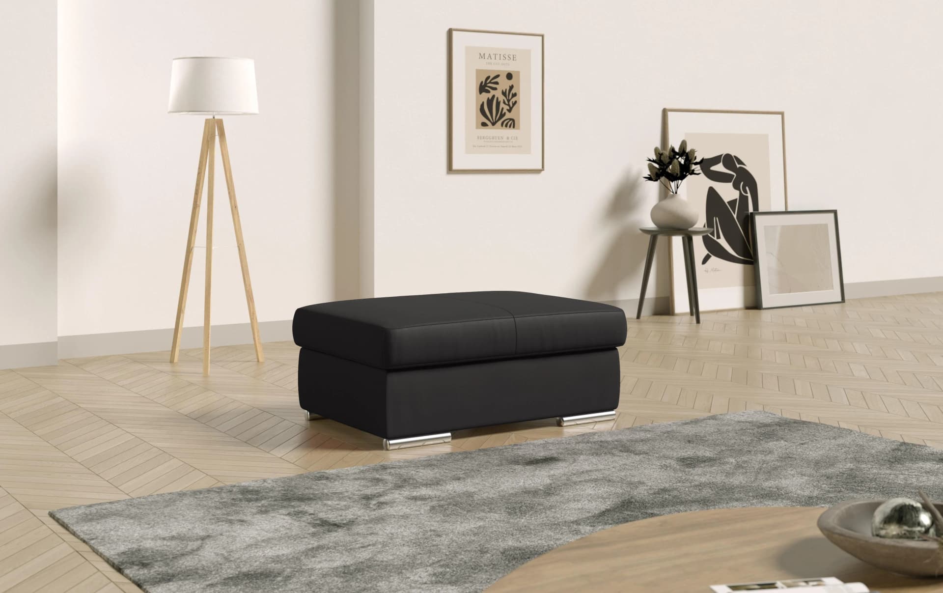 SIT & MORE Polsterhocker Broadway Schwarz Kunstleder