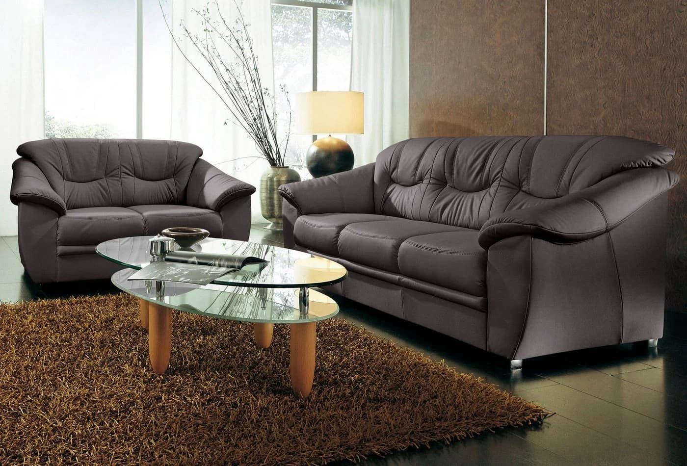 SIT & MORE Polstergarnitur Savona 2- & 3er-Sofa Mokka NaturLEDER - Bild 3