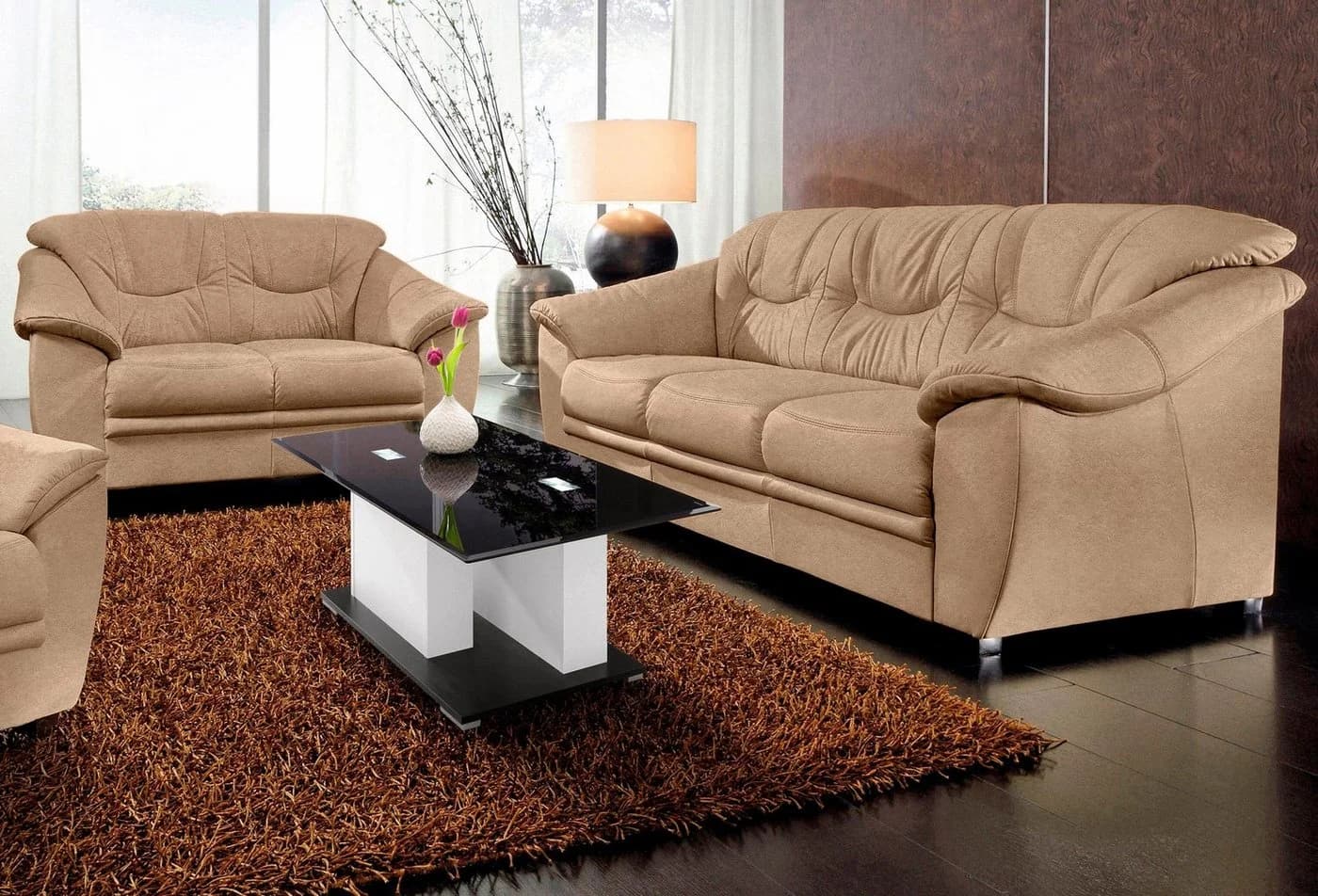 SIT & MORE Polstergarnitur Savona 2- & 3er-Set Braun Microfaser - Bild 2