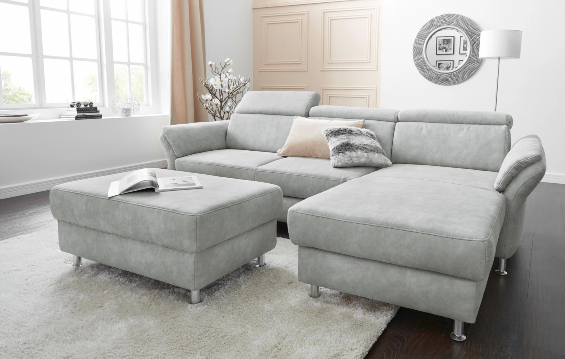 Hocker SIT & MORE Avignon Grau Luxus-Microfaser
