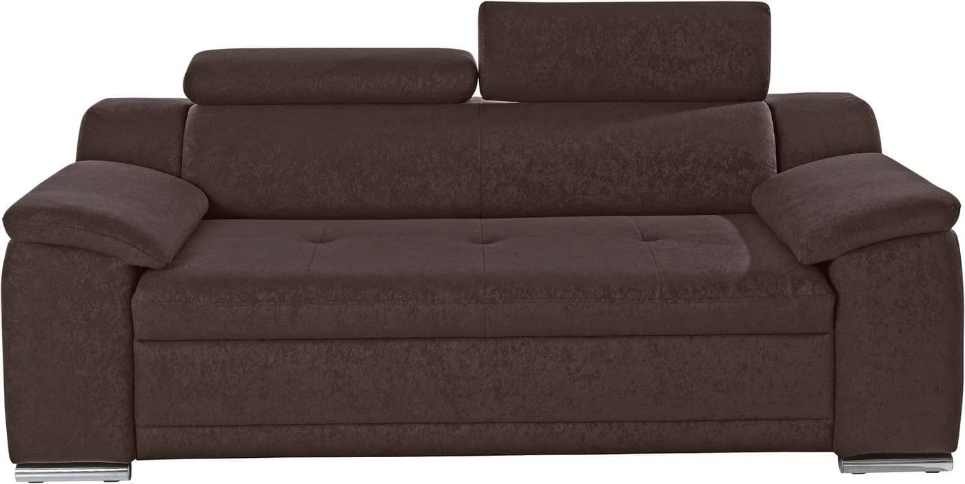 SIT & MORE 3-Sitzer Sofa Andiamo Braun mit Kopfteilverstellung