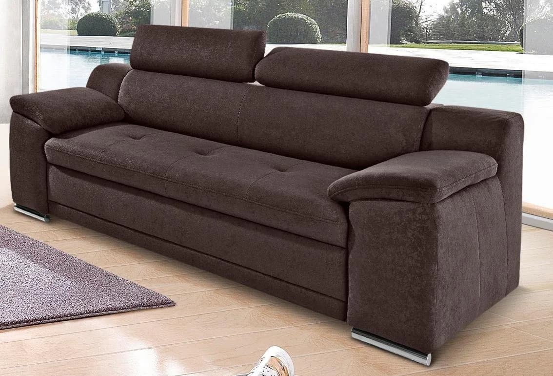 SIT & MORE 3-Sitzer Sofa Andiamo Braun mit Kopfteilverstellung - Bild 2