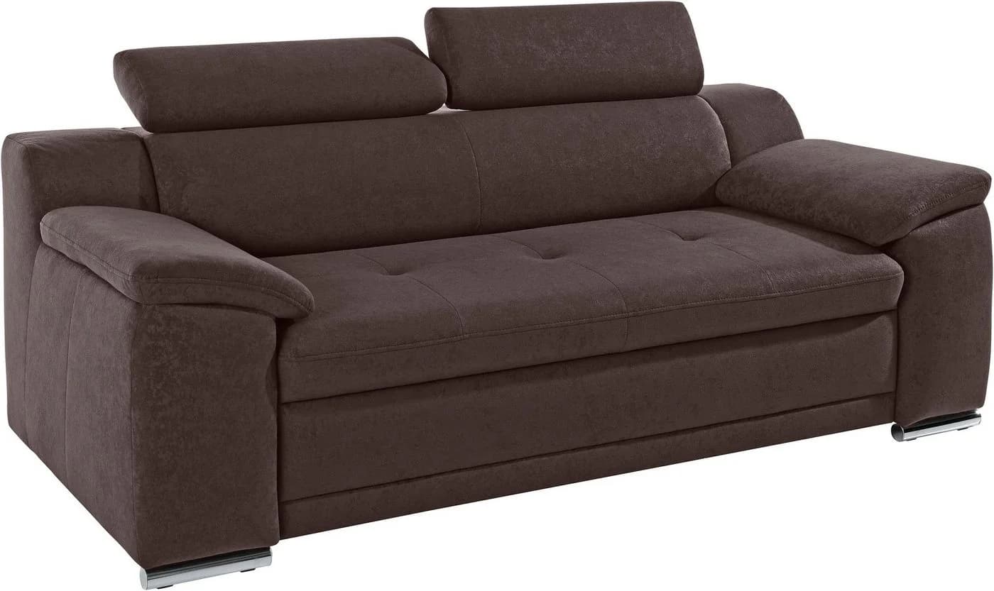 SIT & MORE 3-Sitzer Sofa Andiamo Braun mit Kopfteilverstellung - Bild 3