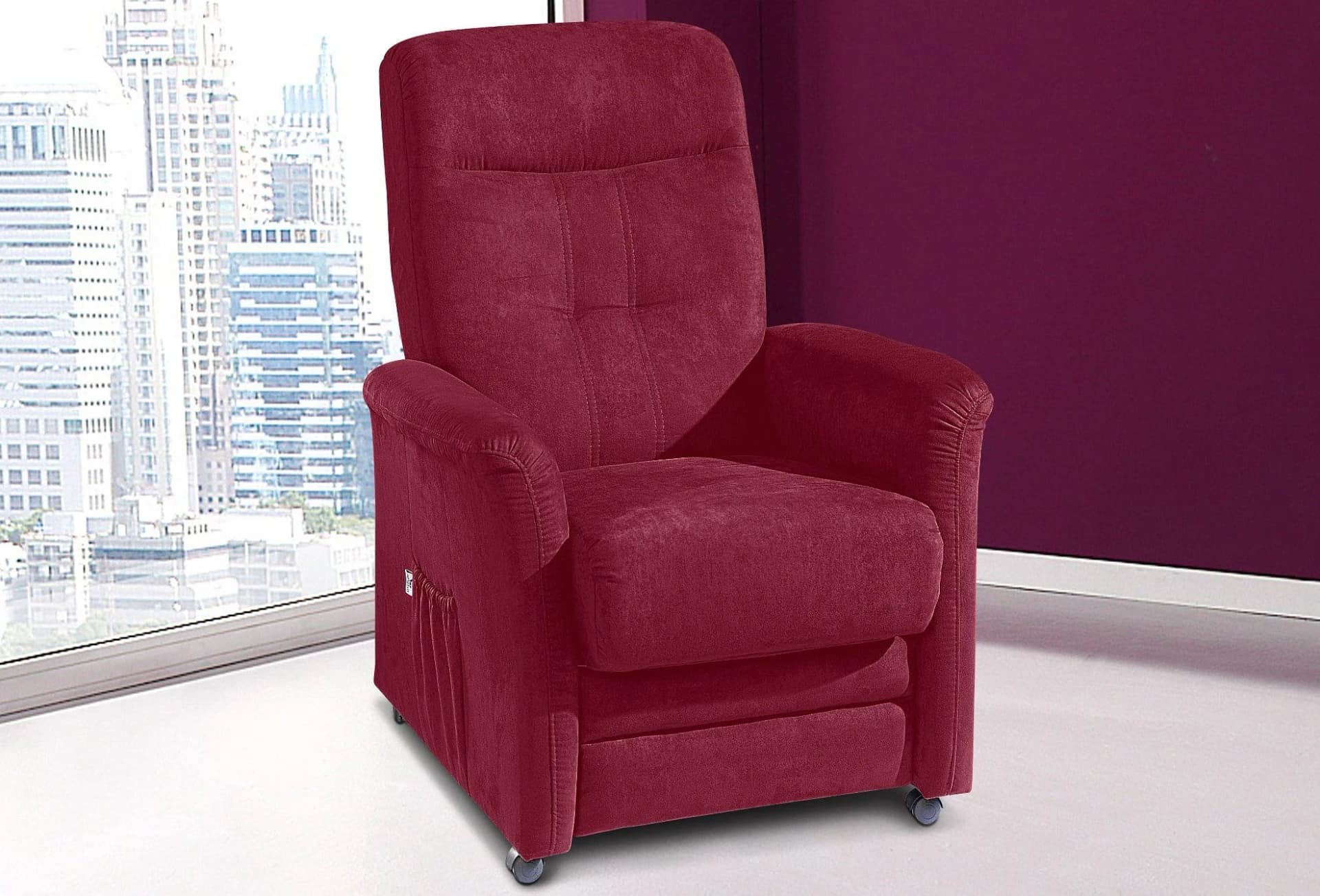 SIT & MORE TV-Sessel Charlie Bordeaux Luxus-Microfaser