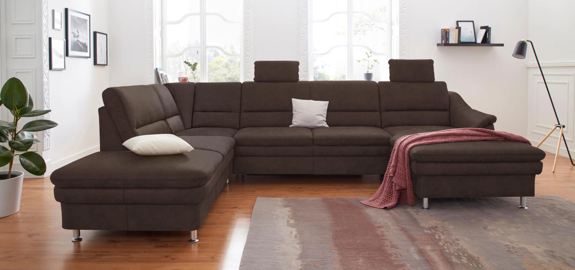 Sit & More Cardoso U-Form Wohnlandschaft Dunkelbraun mit Relaxfunktion