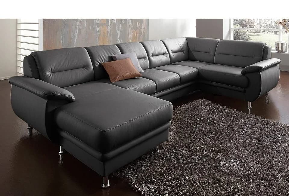 Sit & More Wohnlandschaft Mailand U-Form Schwarz mit Bettfunktion - Bild 2