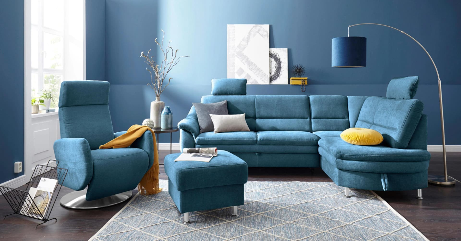 SIT & MORE Kopfstütze Cardoso Azurblau 2er-Set Luxus-Microfaser