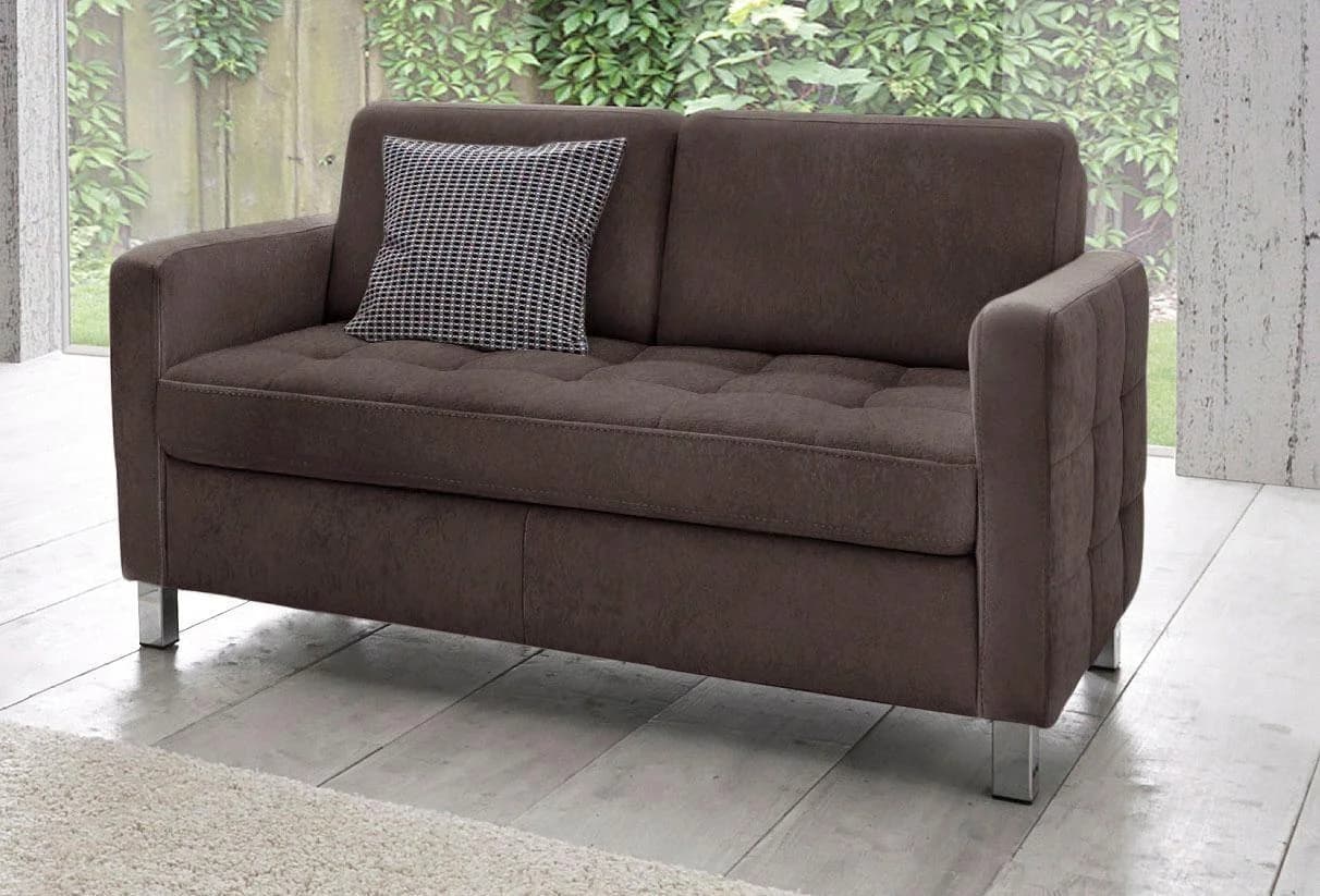Sit & More Pablo 2-Sitzer Sofa Dunkelbraun Luxus-Microfaser