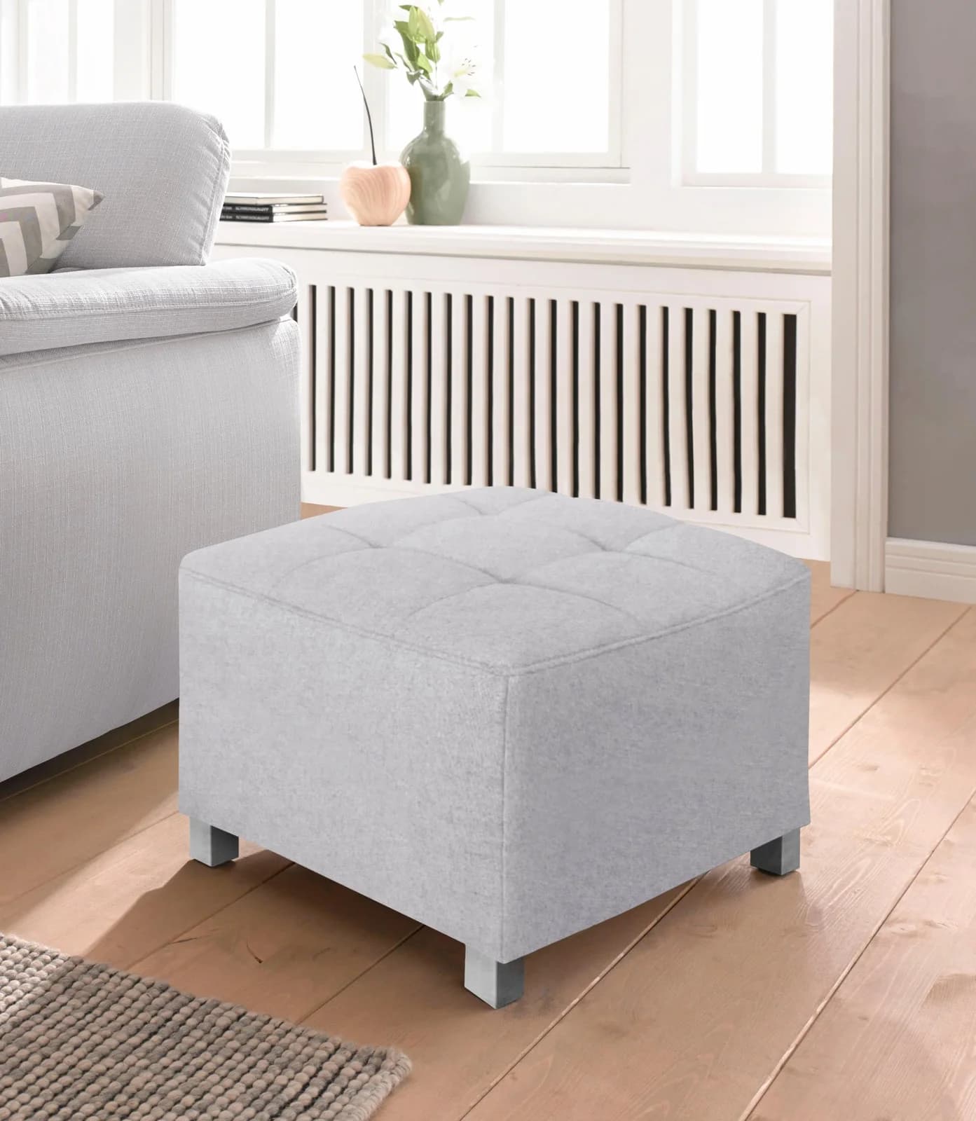 SIT & MORE Hocker Pablo Silber Luxus-Microfaser