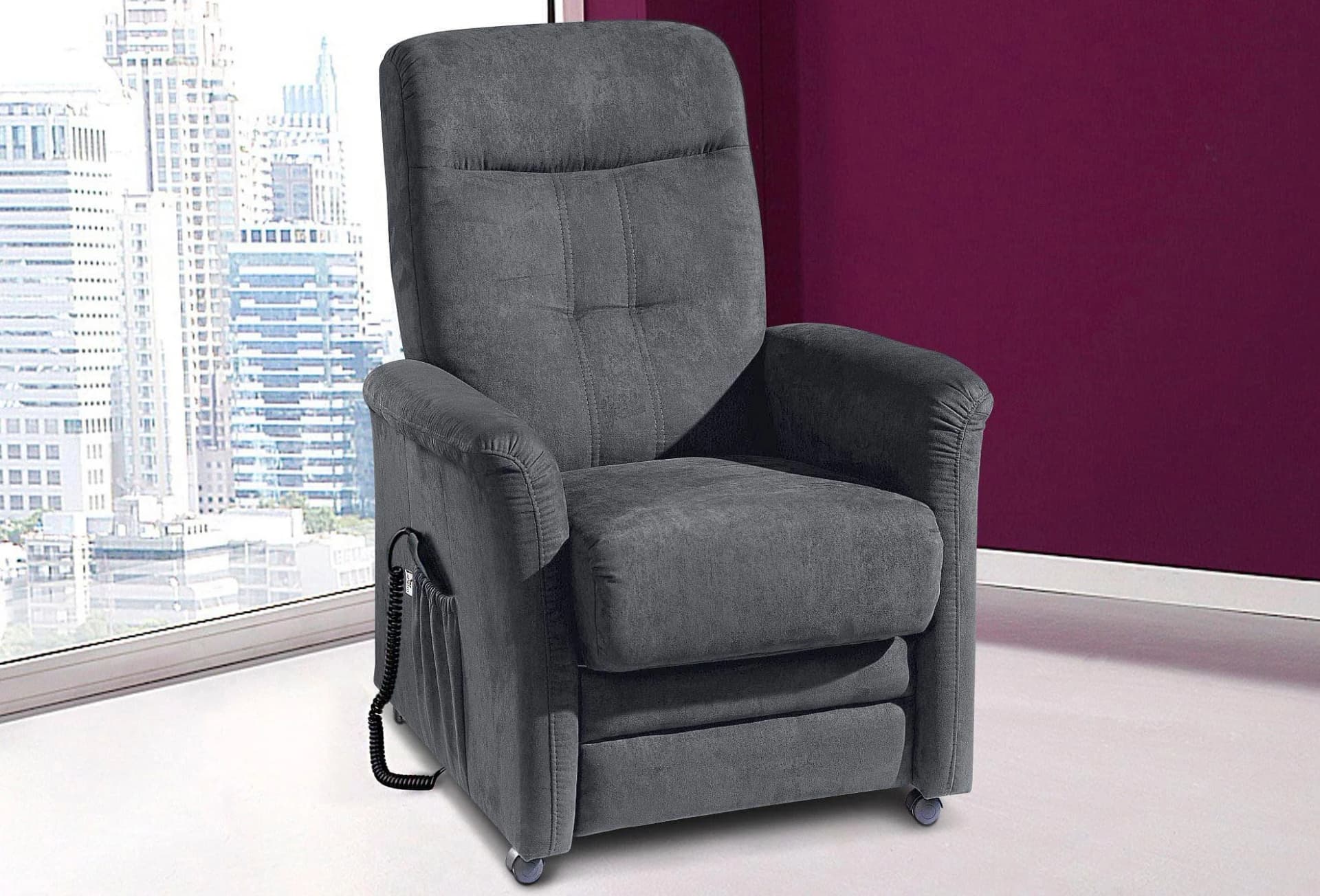 SIT & MORE TV-Sessel Charlie mit Motor und Aufstehhilfe Dunkelgrau