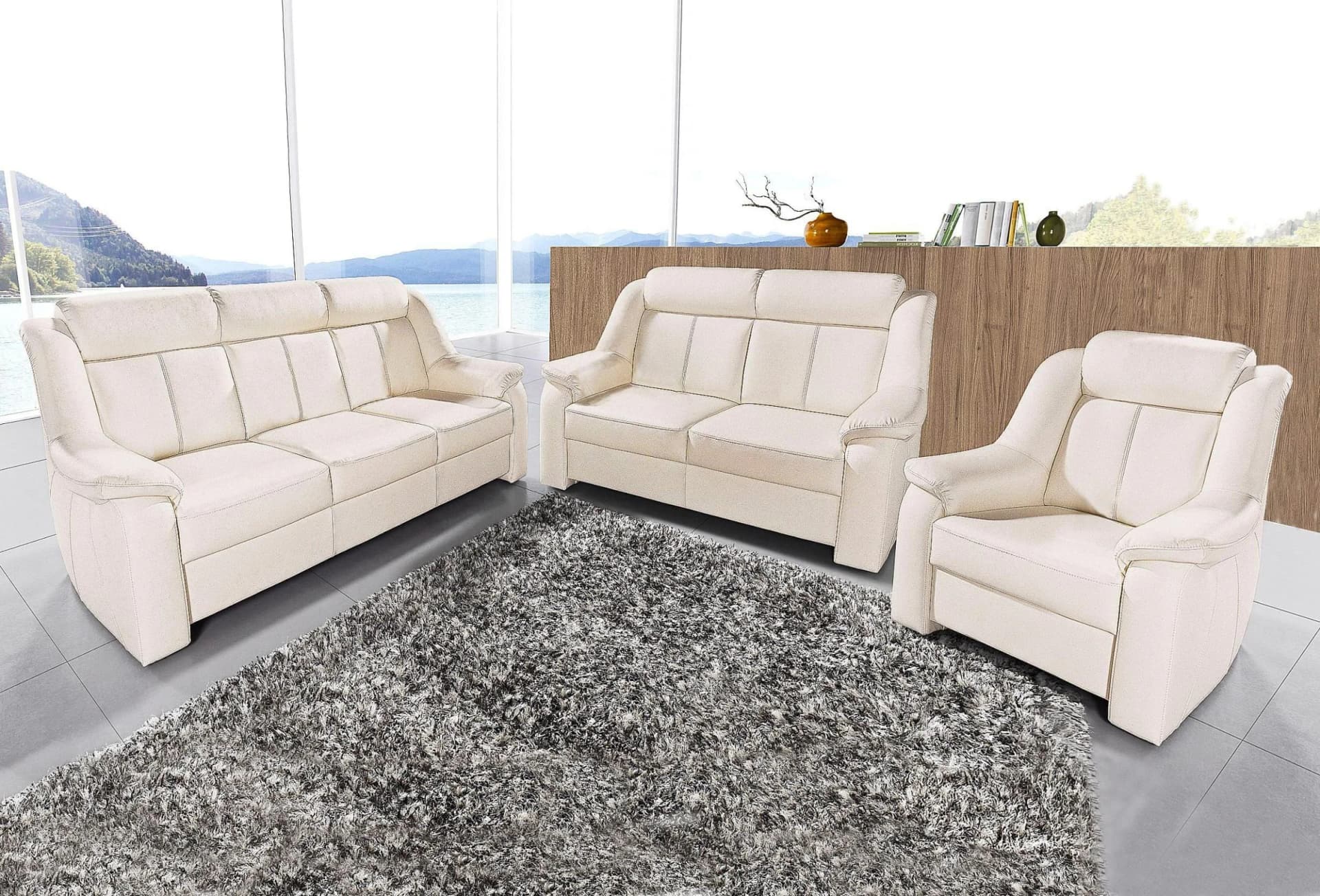 Polstergarnitur SIT & MORE Basel 3-teilig Beige Microfaser