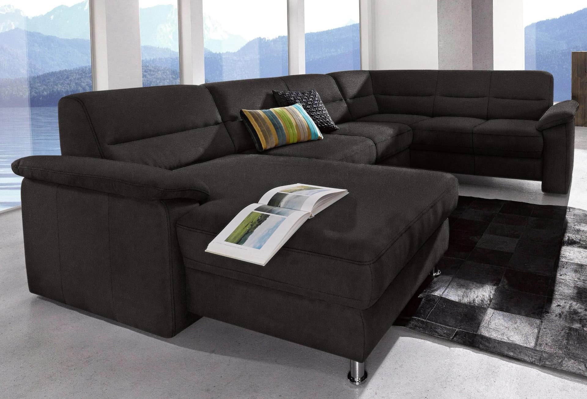 SIT & MORE Wohnlandschaft Ascara U-Form Schwarz Boxspring