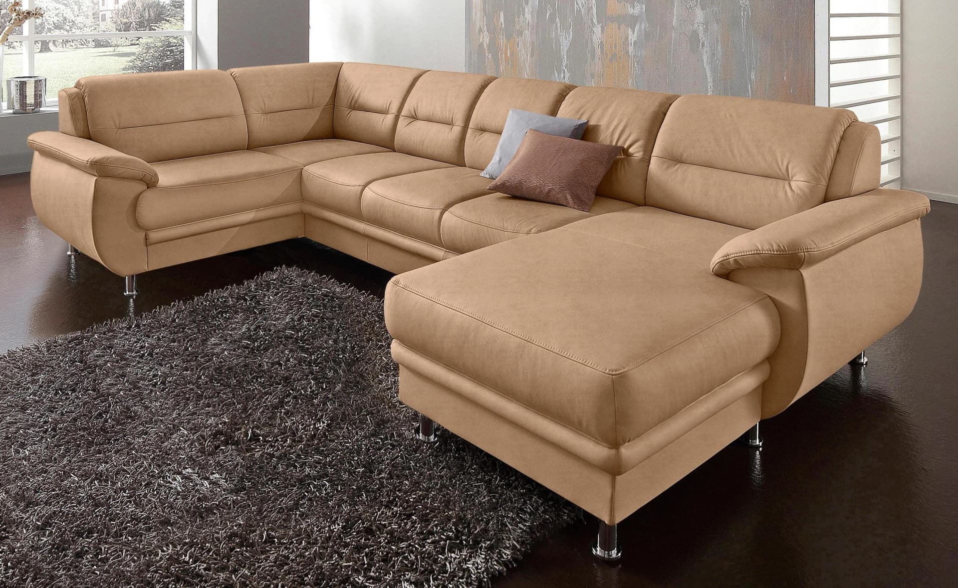 SIT & MORE Wohnlandschaft Mailand U-Form Braun Naturleder