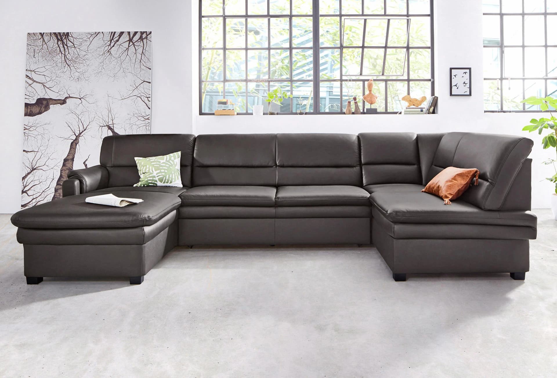 SIT & MORE Kopfstütze Pisa Mokka Leder Microfaser