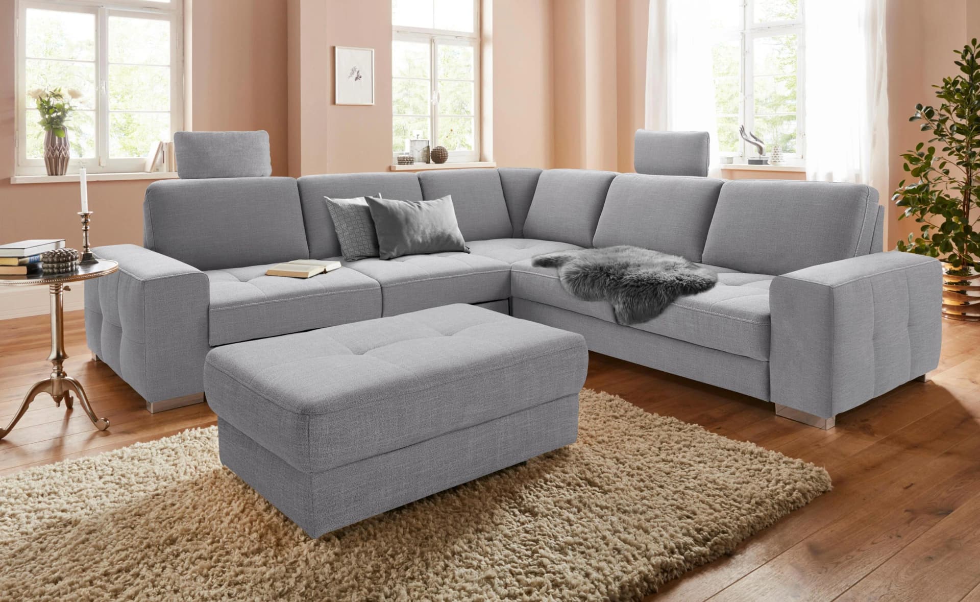 Sit & More Kopfstütze Santorini Grau Luxus-Microfaser