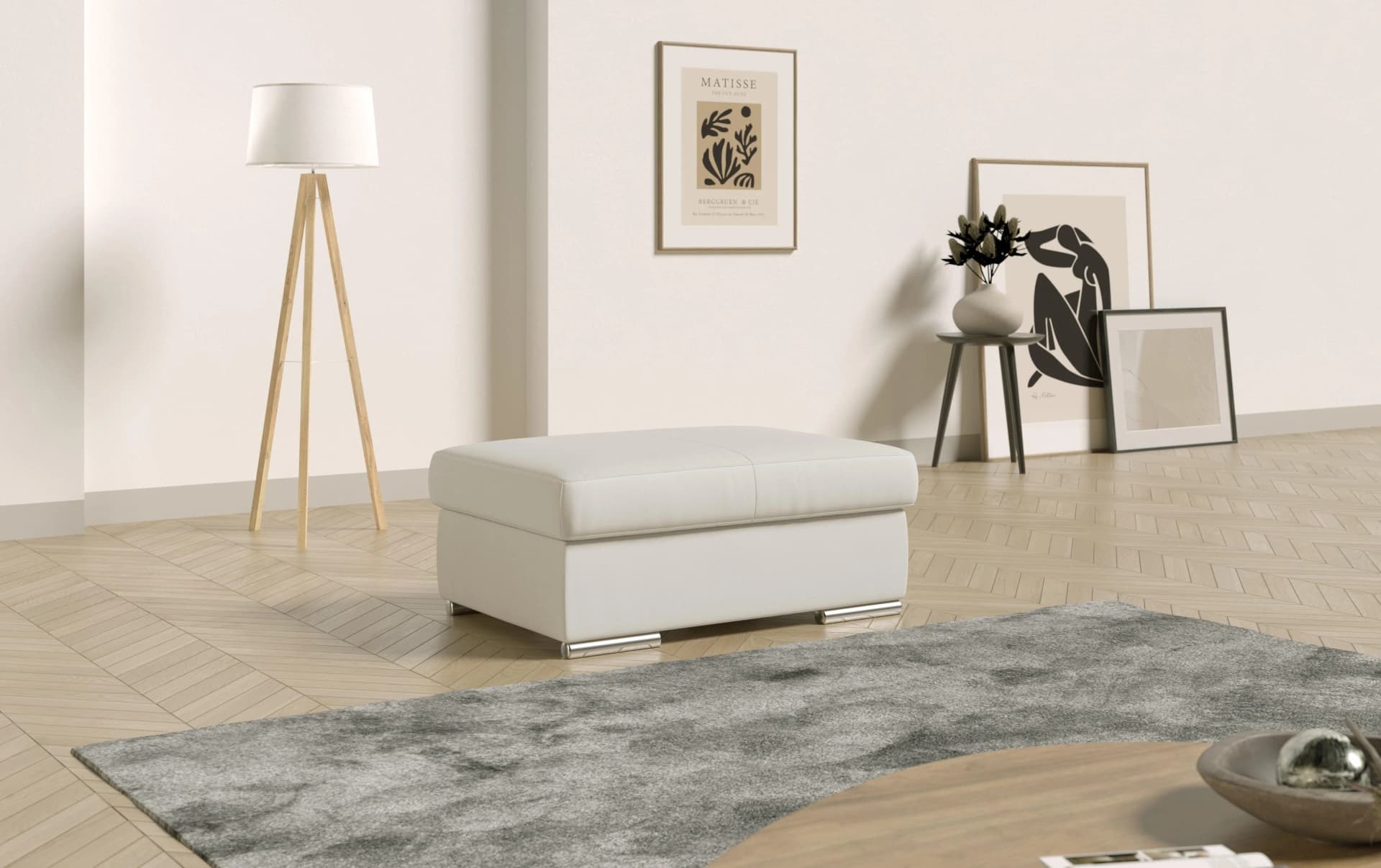 SIT & MORE Polsterhocker Broadway Altweiß Microfaser