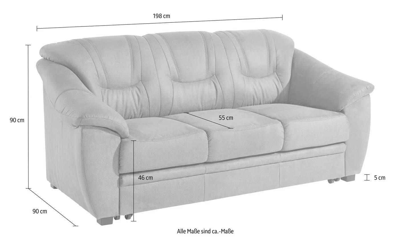 SIT & MORE Safira 3-Sitzer Sofa Braun mit Bettfunktion - Bild 5