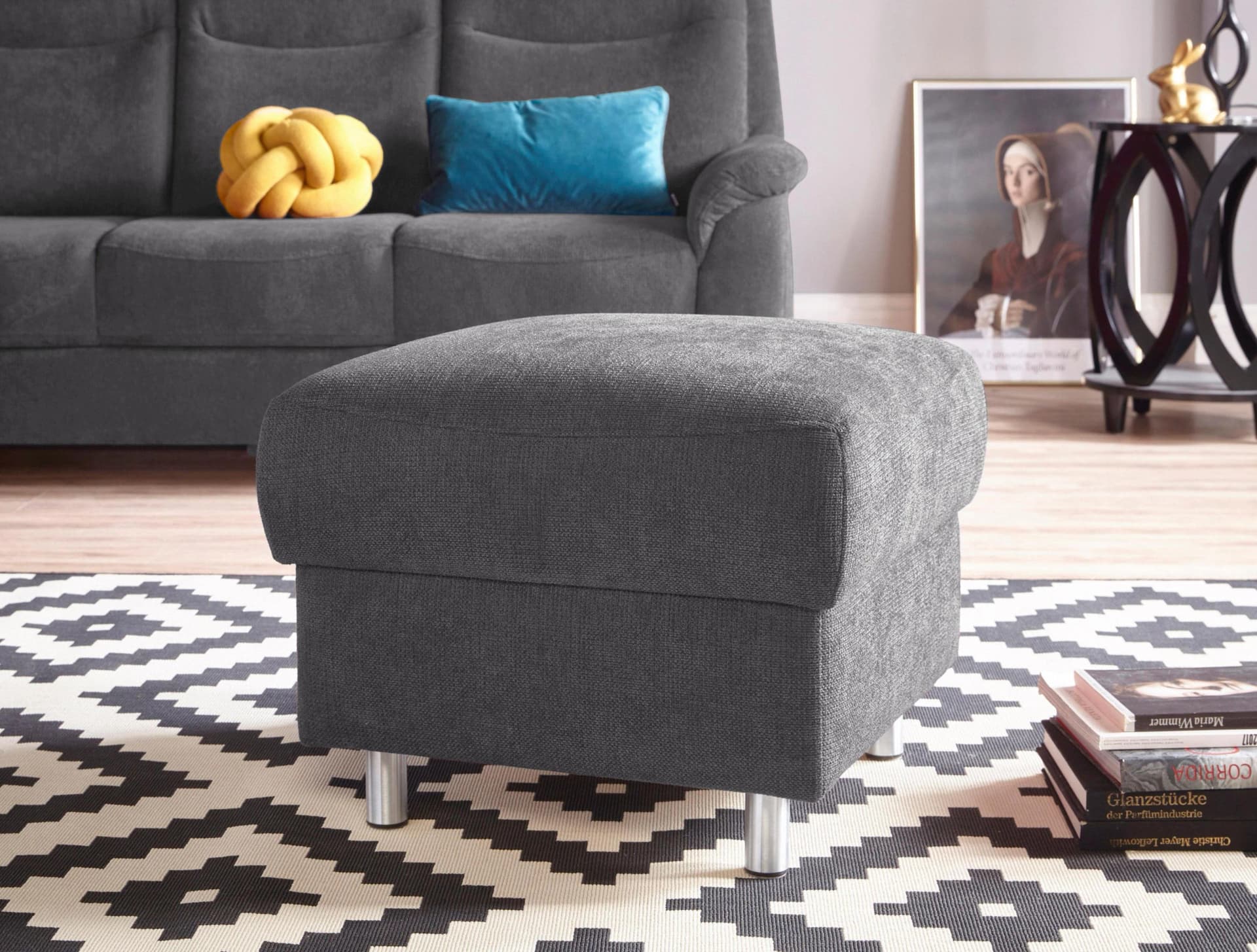 SIT & MORE Hocker Boccaccio Grau mit Stauraum