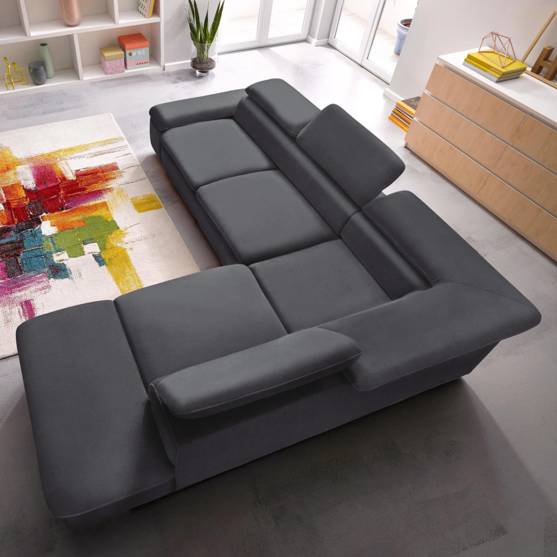Sit & More Ecksofa Alcatraz L-Form Dunkelgrau mit Bettfunktion