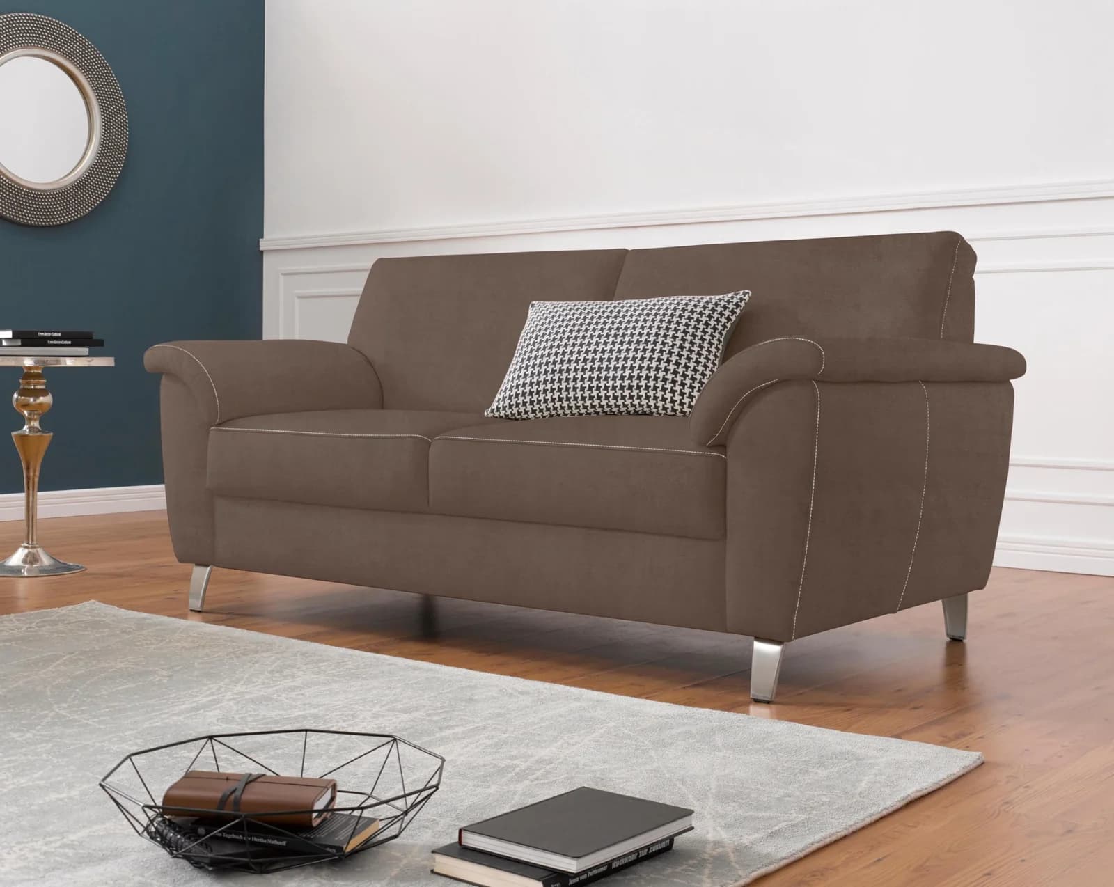 Sit & More Texel 2,5-Sitzer Sofa Braun Luxus-Microfaser